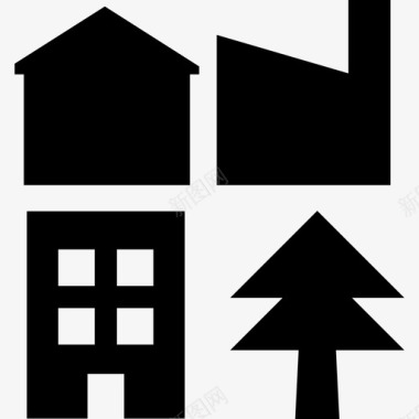 建筑轮廓和树木建筑景点建筑图标图标
