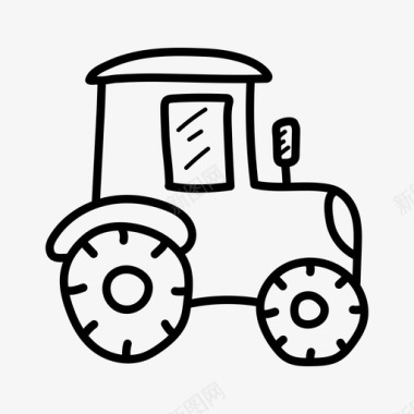 手绘拖拉机农用车农场图标图标