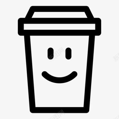 快乐咖啡咖啡杯纯线条图标图标