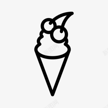 冰淇淋筒樱桃冰淇淋美味图标图标