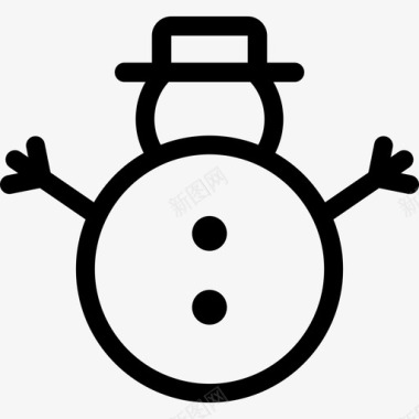 有围巾和帽子的雪人形状圣诞快乐线图标图标