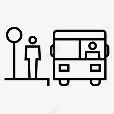 公共汽车站乘客公共交通图标图标