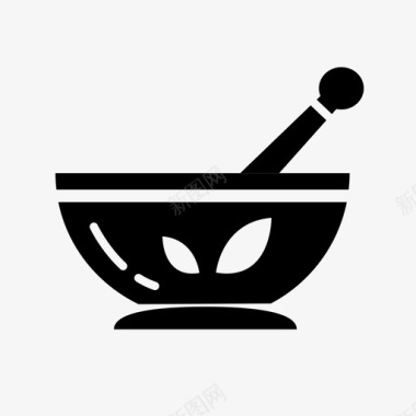 研钵和杵阿育吠陀草药图标图标