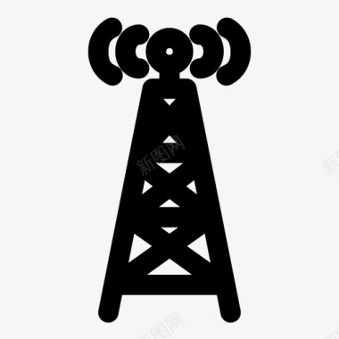 塔台收音机连接信号图标图标