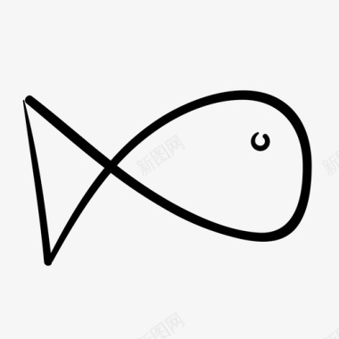 鱼钓鱼手绘图标图标