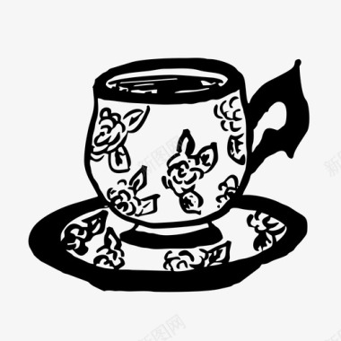 茶杯咖啡手绘图标图标