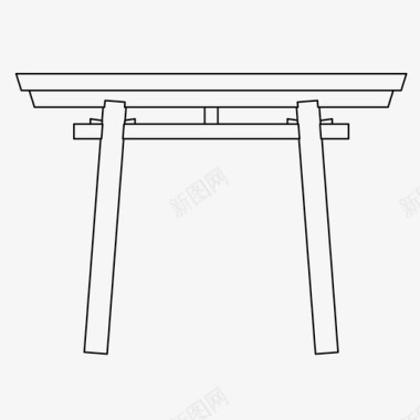 神道门入口日本细木工图标图标