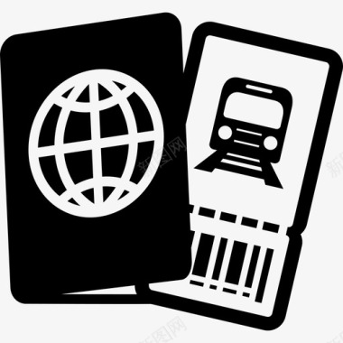 护照火车票旅行代金券图标图标