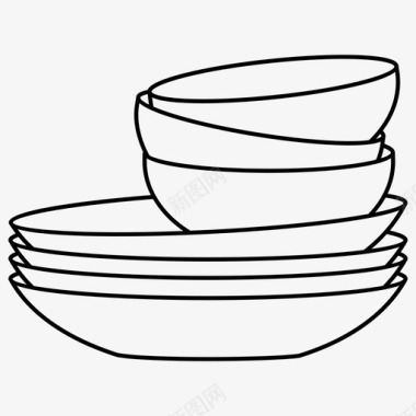 一堆盘子脏的洗碗的图标图标