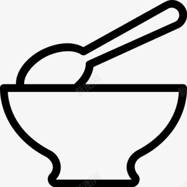 碗和勺子热食物热汤图标图标