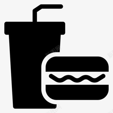 果汁汉堡快餐图标图标