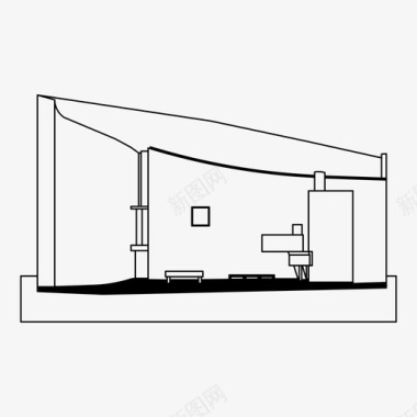 现代封面朗尚教堂建筑科尔布西耶图标图标