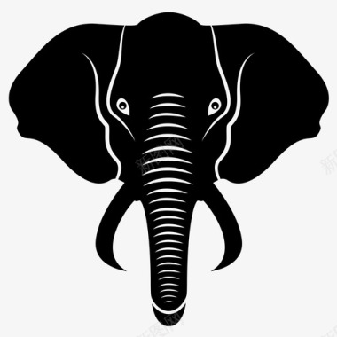 大象头大型哺乳动物象牙图标图标