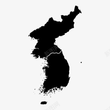 韩国朝鲜和韩国地图边界共产主义图标图标
