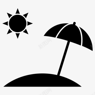 夏天沙滩雨伞图标图标