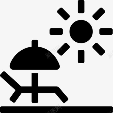 日光浴休息室夏日图标图标