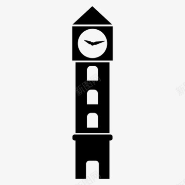 钟楼路口时间图标图标