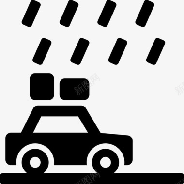 汽车驾车下雨图标图标