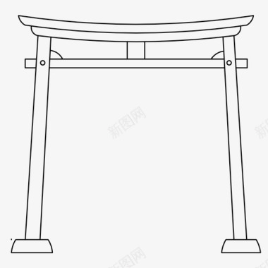 神道门入口日本细木工图标图标