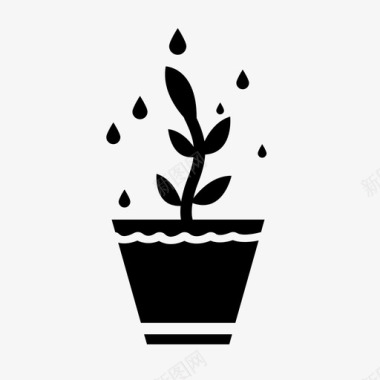 盆栽松树植物浇水园艺植物生长图标图标