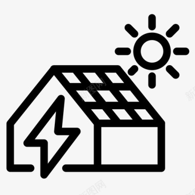 太阳能住宅绿色能源住宅电力图标图标