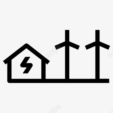 风能住宅电力图标图标