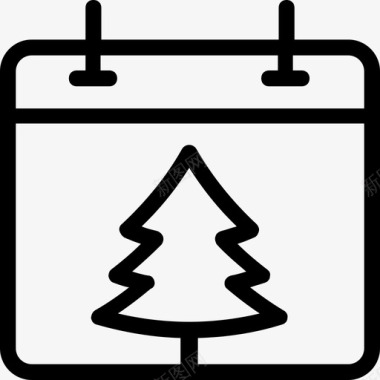 松树日历圣诞节日期图标图标