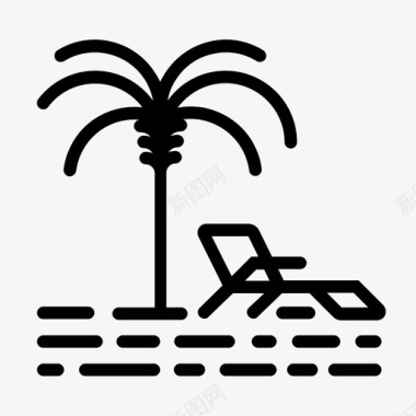 在棕榈树下晒太阳沙滩棕榈树图标图标
