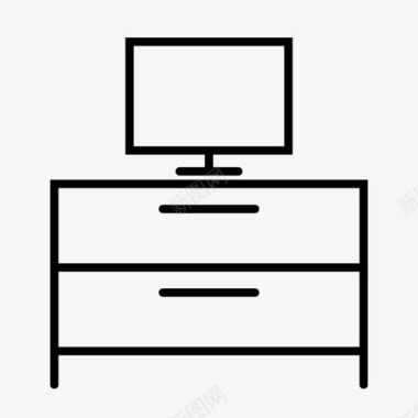 带抽屉的桌子娱乐系统抽屉柜家具图标图标