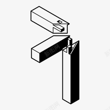 斜模块素材三斜接木工连接图标图标