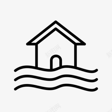 蓝色天气符号洪水符号灾害警告图标图标
