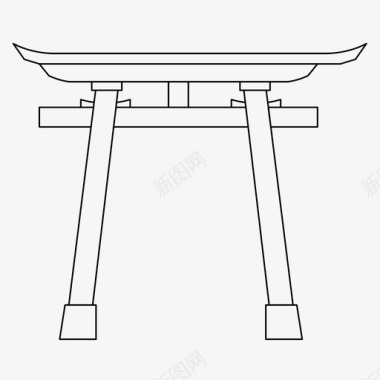 日本设计神道门入口日本细木工图标图标