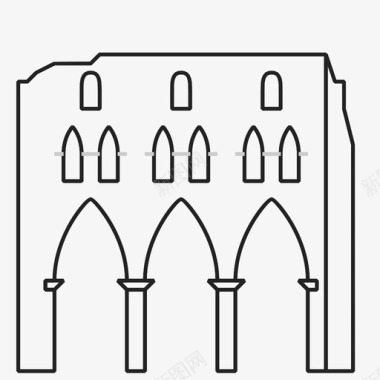 修道院城堡废墟图标图标