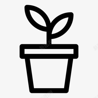 室内植物盆栽植物纯线条图标图标
