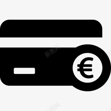 带有欧元标志的信用卡商业塑料货币图标图标