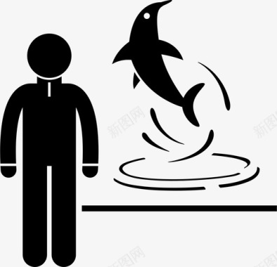 海豚教练动物饲养员图标图标