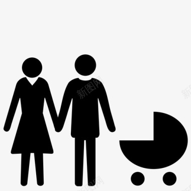 年轻的家庭孩子伴侣图标图标