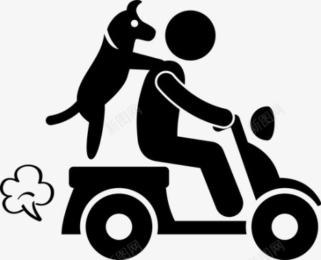 狗骑摩托车人车辆图标图标