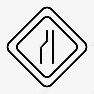 交通标志左窄道路标志图标图标