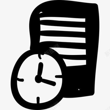 文本文档和时钟界面手绘网络应用程序图标图标
