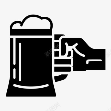 啤酒杯手保持图标图标