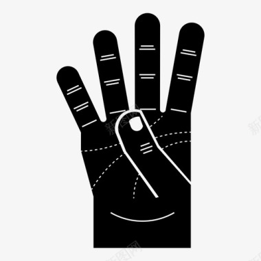 右手四个手指身体肢体语言图标图标