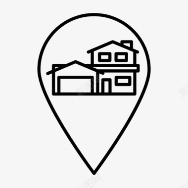 郊区住宅地图图钉住宅电线地图图钉图标图标
