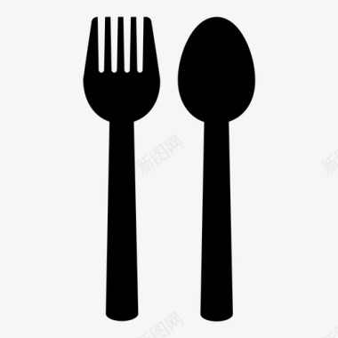 叉子和勺子餐具餐厅图标图标