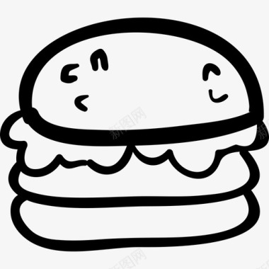 手绘汉堡食物手工烹饪图标图标