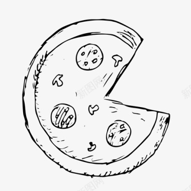 披萨食物手绘图标图标