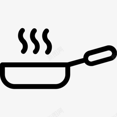 礼物线煎锅烹饪食物图标图标