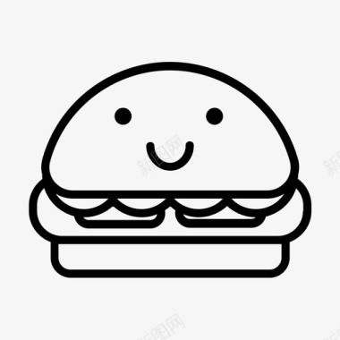 表情吧微笑汉堡表情符号快餐图标图标