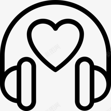 心形浪漫音乐耳机心形图标图标