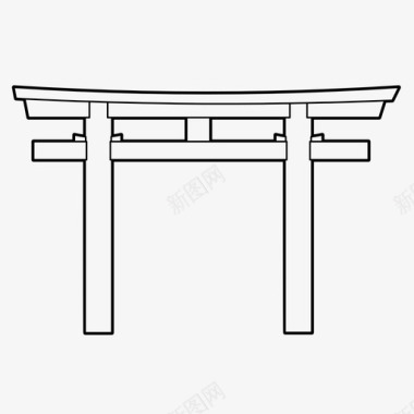 日本设计神道门入口日本细木工图标图标